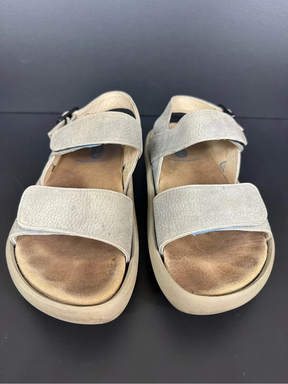 Wolky strap Women's Comfort Brown Leather Sandals wide footbed